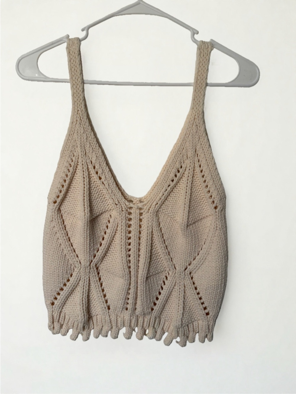 Zara Beige Crochet Knit Camisole Top